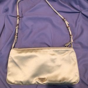 Genuine Prada satin  yellow pouch